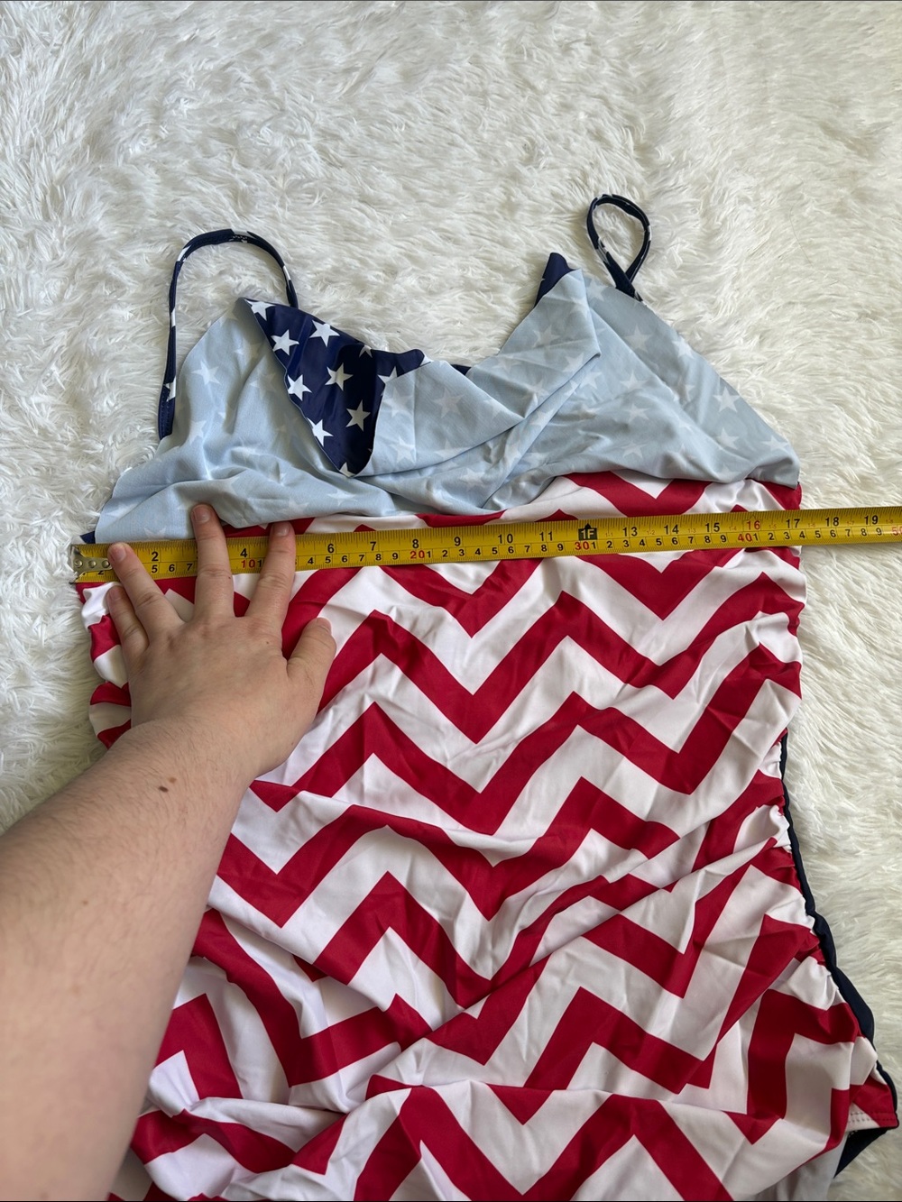 New In Packaging American Flag Ruffle Front One Piece Swimsuit Size XXL - Picture 9 of 15